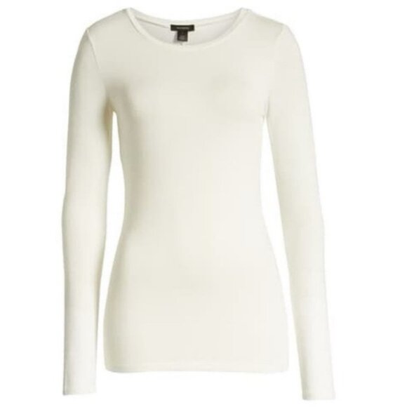 NEW Halogen Long Sleeve Modal Tee Ivory Nordstrom Size Large Brand New Minimal L - Picture 2 of 9